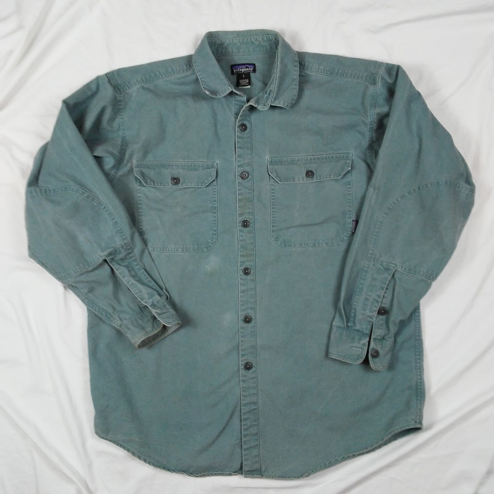 Vtg Patagonia Mens Washed Canvas Shirt Elbow Patch